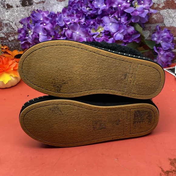 Tory Burch Black Shearling Slippers SZ 8 - Picture 5 of 7
